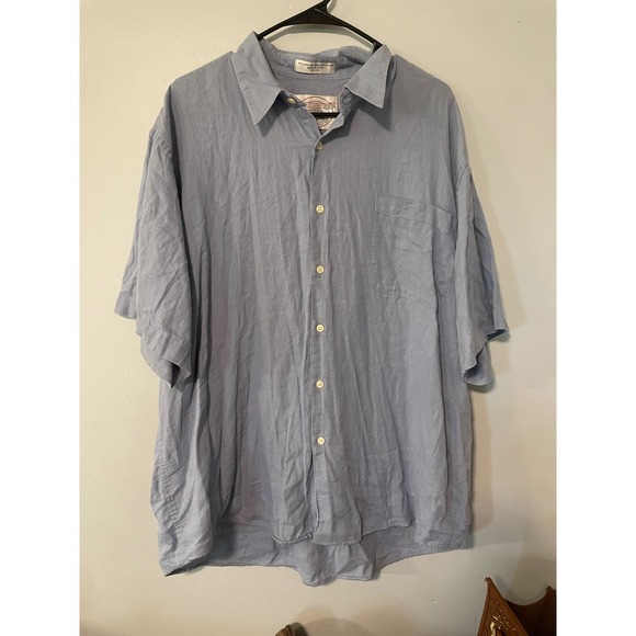 John Ashford Sport Other - John Ashford Sport Mens XL Blue Linen Blend Short Sleeve Button Down Shirt